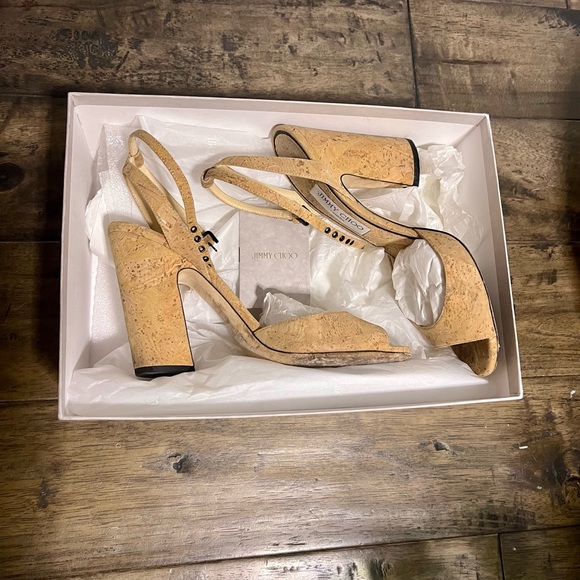 Jimmy Choo Cork Strap Heels Size 9.5 Early Black Friday Sale Price Drop! - Picture 6 of 9